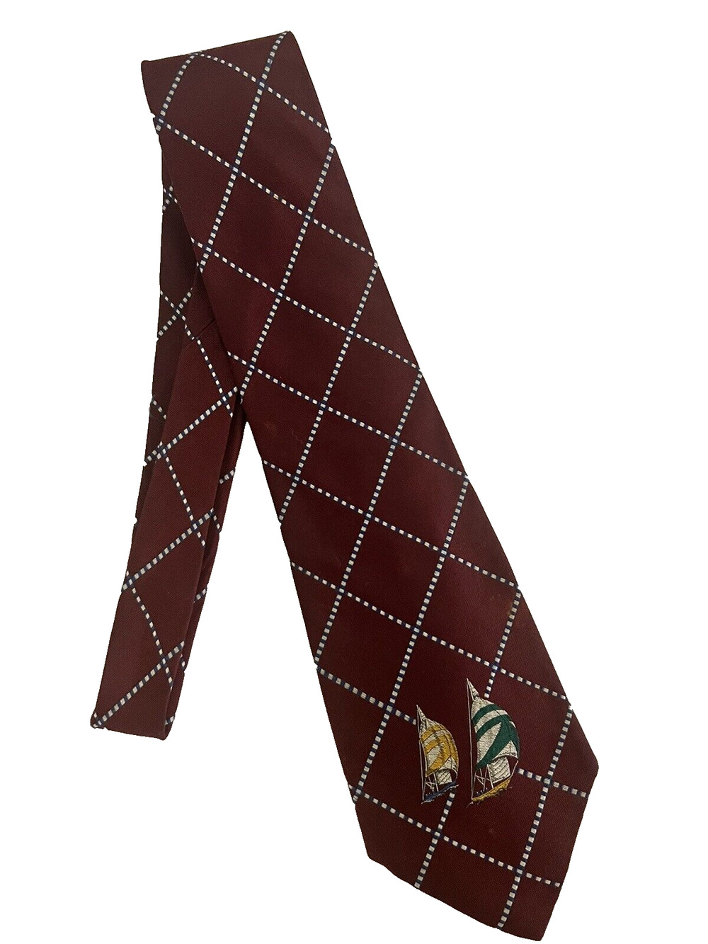 VTG Polo Ralph Lauren Necktie Mens TIE 100% Silk Hand Made Sailing Ships UNIQUE